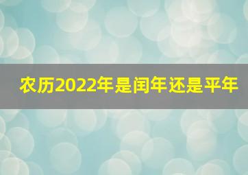 农历2022年是闰年还是平年