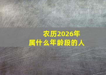 农历2026年属什么年龄段的人