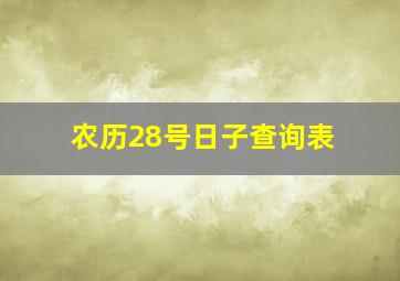 农历28号日子查询表