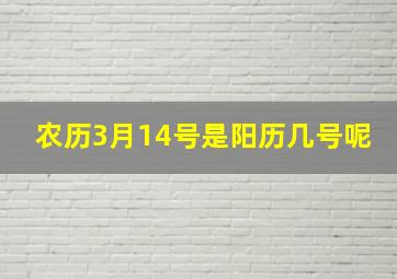 农历3月14号是阳历几号呢