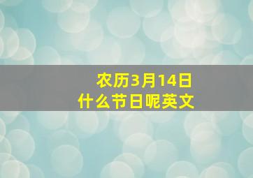 农历3月14日什么节日呢英文