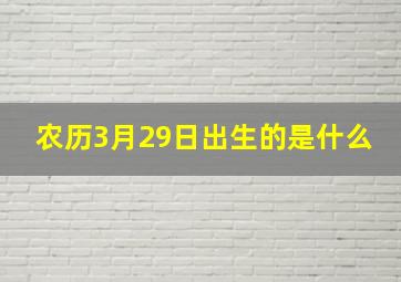 农历3月29日出生的是什么