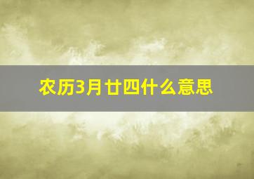 农历3月廿四什么意思