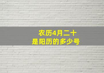 农历4月二十是阳历的多少号