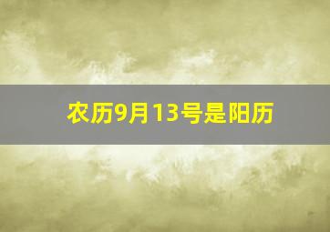 农历9月13号是阳历