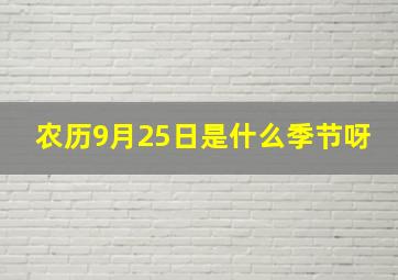 农历9月25日是什么季节呀