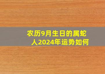 农历9月生日的属蛇人2024年运势如何