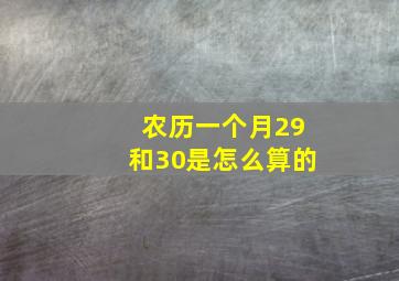 农历一个月29和30是怎么算的