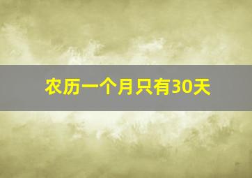 农历一个月只有30天