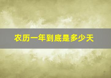 农历一年到底是多少天