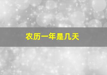 农历一年是几天