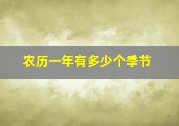 农历一年有多少个季节