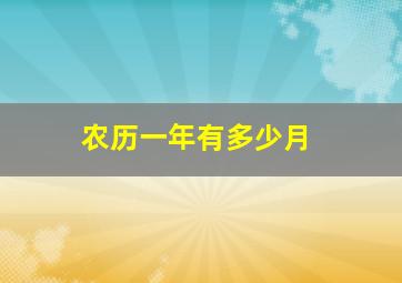 农历一年有多少月