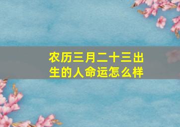 农历三月二十三出生的人命运怎么样