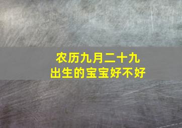 农历九月二十九出生的宝宝好不好