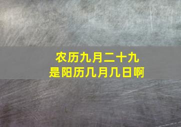 农历九月二十九是阳历几月几日啊