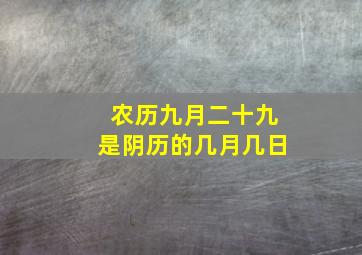 农历九月二十九是阴历的几月几日