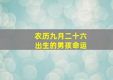 农历九月二十六出生的男孩命运