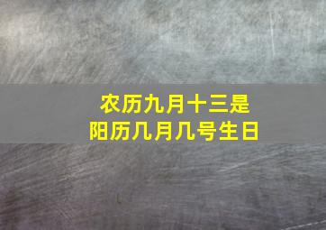 农历九月十三是阳历几月几号生日