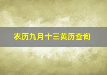 农历九月十三黄历查询