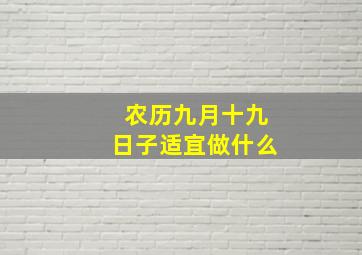 农历九月十九日子适宜做什么