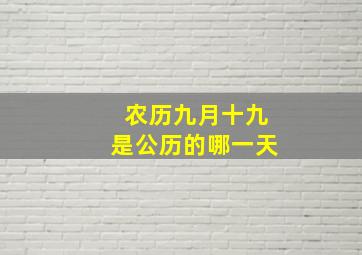 农历九月十九是公历的哪一天