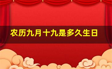 农历九月十九是多久生日