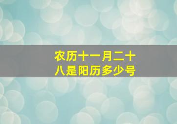 农历十一月二十八是阳历多少号