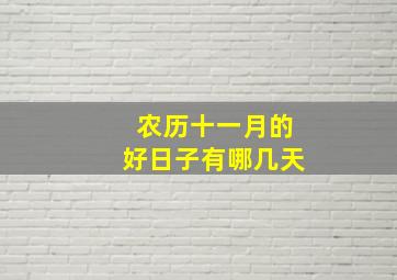 农历十一月的好日子有哪几天