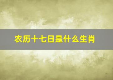 农历十七日是什么生肖