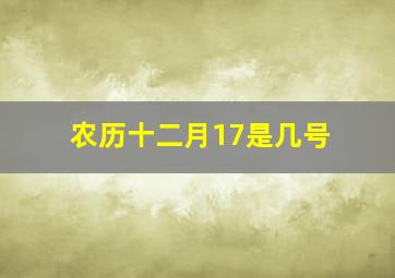 农历十二月17是几号