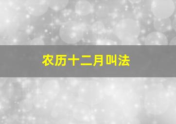 农历十二月叫法