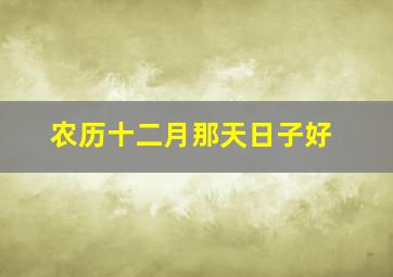 农历十二月那天日子好