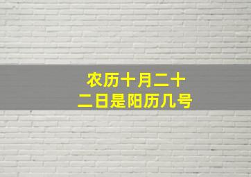 农历十月二十二日是阳历几号