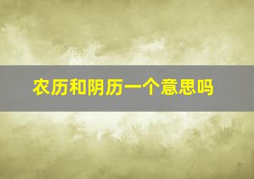 农历和阴历一个意思吗