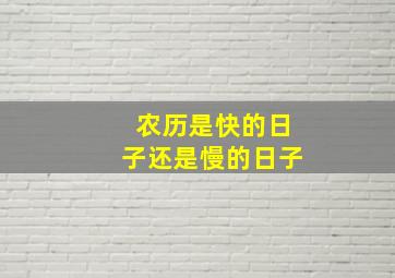 农历是快的日子还是慢的日子