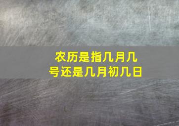 农历是指几月几号还是几月初几日