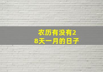 农历有没有28天一月的日子