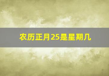 农历正月25是星期几