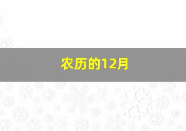 农历的12月