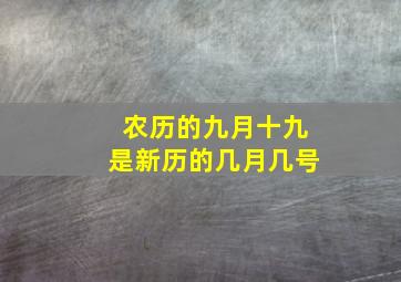 农历的九月十九是新历的几月几号