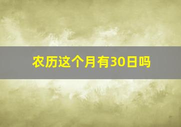 农历这个月有30日吗