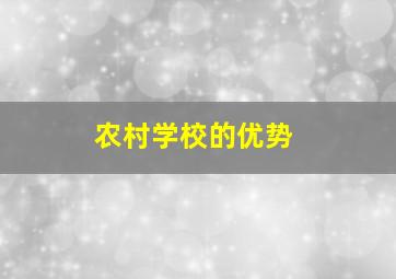 农村学校的优势