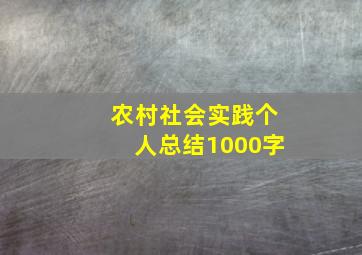 农村社会实践个人总结1000字