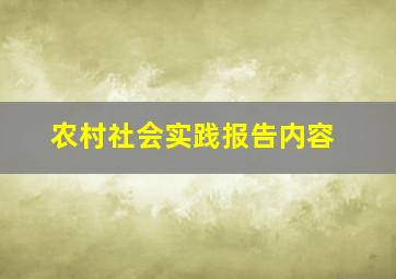 农村社会实践报告内容