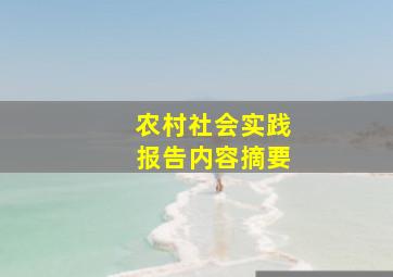 农村社会实践报告内容摘要