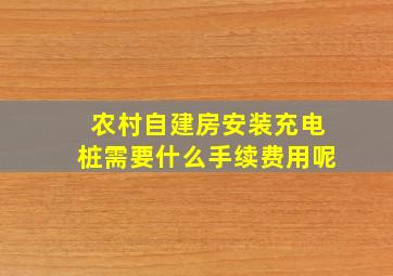 农村自建房安装充电桩需要什么手续费用呢