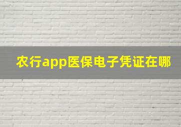 农行app医保电子凭证在哪