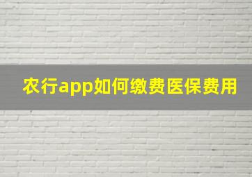 农行app如何缴费医保费用