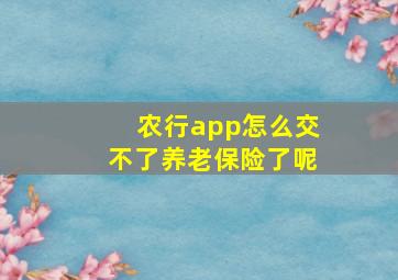 农行app怎么交不了养老保险了呢